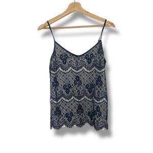 Maurices Ivory/Navy Lace Overlay Camisole